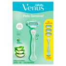 Aparelho de Depilar Gillette Venus Pele Sensível com Aloe Vera 1 Cabo e 3 Cargas Refis Aparelho de Depilar Gillette Venus Pele Sensível com Aloe Vera 1 Cabo e 3 Cargas Refis