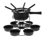 Aparelho De Fondue Antiaderente Base Giratória Carroussel 16 Peças Para Fondue De Chocolate Queijo Doces Frutas Kit Conjunto Serviço Alto Padrão Qualidade Forma Inox