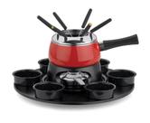 Aparelho De Fondue Com Base Giratória Cervinia Carroussel 18 Peças Panela Esmaltada Para Queijo Chocolate Carnes Óleo Kit Conjunto Serviço