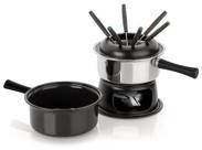 Aparelho De Fondue Lugano 2 em 1 Panela Esmaltada Para Queijo Chocolate Panela Inox Para Carnes Kit Conjunto Serviço
