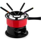 Aparelho De Fondue Panela Vermelha Esmaltado 12 Peças Para Queijo Chocolate Kit Conjunto Serviço Alto Padrão Qualidade Forma Inox