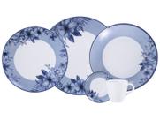 Aparelho de Jantar 20 Peças Tramontina Redondo de Porcelana Branco e Azul Lavínia Aparelho de Jantar 20 Peças Tramontina Redondo de Porcelana Branco e Azul Lavínia