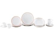 Aparelho de Jantar 20 Peças Tramontina Redondo Porcelana Branco e Marrom Mare