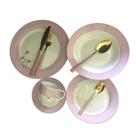 Aparelho de Jantar 36 Peças Porcelana Com Talheres Inox Rosa Aparelho de Jantar 36 Peças Porcelana Com Talheres Inox Rosa
