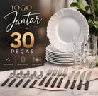Aparelho De Jantar 6 Pratos Pétala 6 copos Vitamina e 18 Talheres