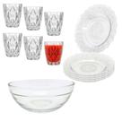Aparelho De Jantar Copos Pratos Diamond 13 Peças Vidro com Bowl Grande 2,1L