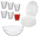 Aparelho De Jantar Copos Pratos Diamond 13 Peças Vidro com Bowl Grande 2,1L