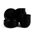 Aparelho de Jantar de Plástico - Preto Fosco 18 Peças