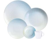Aparelho de Jantar e Chá 20 Peças Tramontina Redondo de Porcelana Branco e Azul Polaris 96589040