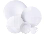 Aparelho de Jantar e Chá 20 Peças Tramontina Redondo de Porcelana Branco Grid 96589032