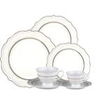 Aparelho de Jantar e Chá 42pç Trèsor Porcelana New Bone Filete Dourado