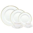 Aparelho de Jantar e Chá 42pcs Flamingo Sofia Ouro Porcelana Oxford