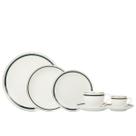 Aparelho de Jantar e Chá 42pçs Porcelana Borda Dourada e Verde LHermitage