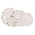 Aparelho de Jantar e Chá Porcelana Schmidt 30 Peças - Dec. Filetado Prata Pomerode 0012