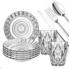 Aparelho De Jantar Em Vidro 30 Peças Kit com Pratos Fundos , Copos E Talheres Aparelho De Jantar Em Vidro 30 Peças Kit com Pratos Fundos , Copos E Talheres