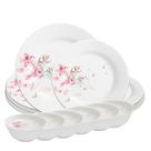 Aparelho de Jantar Jogo 18 Peças Prato Raso Sobremesa e Bowl Flowers Em Casa Tem