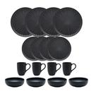 Aparelho De Jantar Lanche Completo 16 Peças Oxford Flat Onix Preto