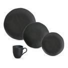 Aparelho de Jantar Orgânico Preto Matte com 16 Peças de Stoneware - Porto Brasil Aparelho de Jantar Orgânico Preto Matte com 16 Peças de Stoneware - Porto Brasil