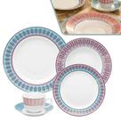Aparelho de Jantar Oxford Flamingo Cosmopolitan 20pçs Porcelana com Filetes de Ouro