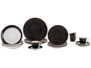 Aparelho de Jantar Sobremesa e Chá 20 Peças Tramontina de Porcelana Preto Redondo Valentina