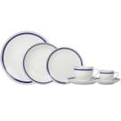 Aparelho de Jantar Très Classique Porcelana Silver Rim 42 Peças Azul Lhermitage