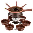 Aparelho Fondue Base Giratória Jogo 16 peças Completo Aspen Chocolate