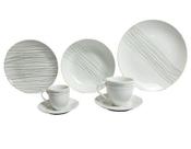 Aparelho Jantar 42 Pçs Porcelana Branco e Prata L'Hermitage