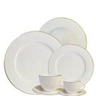 Aparelho Jantar e Chá 42pçs Lavish Relevo Porcelana Fio Dourado LHermitage