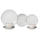 Aparelho Jogo De Jantar Porcelana Completo 42 Peças Detalhe Filete Prata Legacy Silver