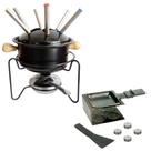 Aparelho Para Fondue Esmaltado Preto + Jogo De Raclette 17 Peças