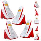 Aparelho Telefone Sem Fio 3 Ramais Bina Identificador De Chamadas Pilhas Alta Duração Alcance 300M