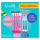 Aparelhos para Depilar Gillette Venus Suave Sensitive 4 Unidades e Aparelho Venus Íntima 2 Unidades Descartáveis