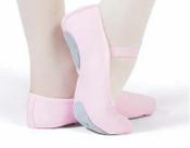 apatilha de meia ponta rosa em lona com sola dividida Ballet Adulto Capezio