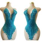 Aplique artesanal de strass e cristais para costurar, azul-celeste