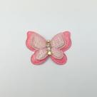 Aplique Borboleta Dupla com Paetê em Poliester Rosa Claro/Rosa Escuro 4x3cm