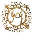 Aplique Brasão Arabesco Personalizado Com Coração 10cm Mdf Madeira Cru
