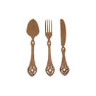 Aplique Colher Faca Garfo 14cm Kit 6un Mdf Madeira