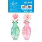 Aplique de MDF e Papel - Coleção Carinho - Flores no Vaso - APM4-476 Aplique de MDF e Papel - Coleção Carinho - Flores no Vaso - APM4-476
