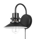 Aplique de Pared GLOBE Electric Wren 1-Luz con Conexión a Enchufe o Cableado Fijo Negro