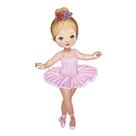 Aplique Decoupage Litoarte APM8-584 em Papel e MDF 8cm Bailarina de Vestido Rosa