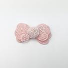 Aplique Laço Duplo C/ Pompom Rosa Chá em Poliester 4,5x3cm - 2 unidades
