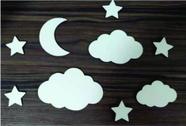 Aplique Lua, Nuvens e estrelas brancas MDF