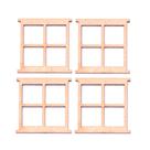 Aplique MDF Cru Janela Simples Quadrada C/ 4 Peças Artesanato