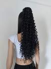 Aplique, rabo de cavalo, preto, cacheado, 50cm premium