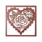 Aplique Vazado Decoração Caixa Coração Flor 21x21 Mdf Madeira Vermelho