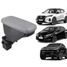 Apoio De Braço Nissan Kicks Couro Cinza Costura Azul Apoio De Braço Nissan Kicks Couro Cinza Costura Azul