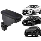 Apoio De Braço Nissan Kicks Couro Preto Costura Azul Apoio De Braço Nissan Kicks Couro Preto Costura Azul