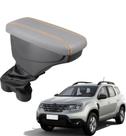 Apoio De Braço Renault Duster Couro Cinza Costura Laranja