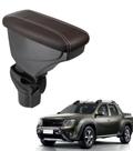 Apoio De Braço Renault Duster Couro Marrom Costura Branca