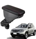 Apoio De Braço Renault Duster Couro Preto Costura Vermelha